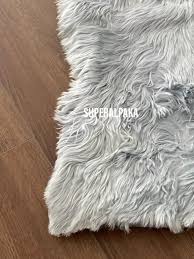 luxurious silver alpaca fur rug super