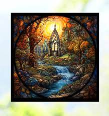Church Faux Stained Glass Window Cling