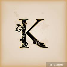 Vintage Initials Letter K Wall Mural