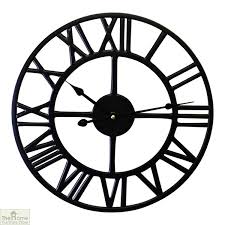 Black Metal Round Wall Clock 39cm The