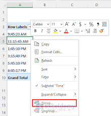 interval in excel pivot table