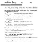 lesson 1 atoms bonds and periodic table