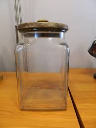 Big Square Glass Canister Jar W Wood
