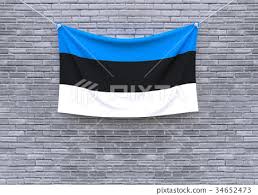Estonia Flag Hanging On Brick Wall