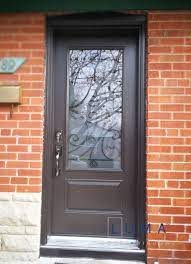 Dark Brown Steel Front Door With Iron