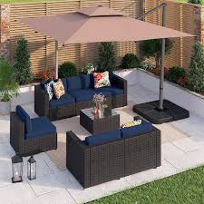 Phi Villa Rattan 9 Pieces Patio And