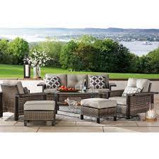 See patio sets that offer you the convenience of a coordinated grouping for dining or lounging and lower pricing for a complete set from the manufacturer. Member S Mark Agio Manchester 6 Piece Patio Deep Seating Set With Sunbrella Fabric Sam S Club