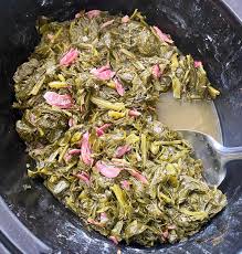 slow cooker greens with ham hocks