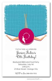 lady in the pool summer party invitations