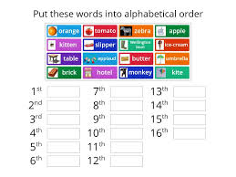 Improve your language arts knowledge with free questions in alphabetical order and thousands of other language arts skills. Alphabetical Order Rank Order