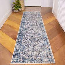 blue oriental distressed vine runner