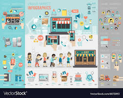 Online Market Infographic Set With Charts And