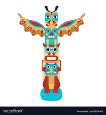 Cartoon color traditional religious totem pole Vector Image