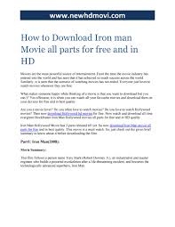 Introduction of hollywood hindi dubbed movies. How To Download Iron Man Movie All Parts For Free And In Hd By Tamannatrank Issuu