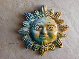 Sun With Face Ceramic Figure Wall Decor