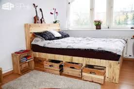 Pallet Wood King Size Bed With Drawers