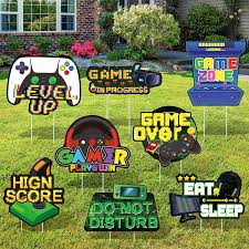 8 pieces game zone party yard sign