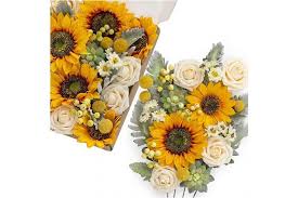 Learn how to make simple flower arrangements that will transform your home decor in an instant. Vintage Sunflower Ling S Moment Deluxe Dusty Blue Natual White Theme Wedding Flower Box Set For Diy Wedding Bouquets Centrepieces Arrangements Party Baby Shower Home Decorations Kogan Com
