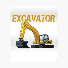 Draw the walking device at the bottom, including the track and the walking system. Mini Excavator Posters Redbubble