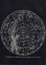 Star Chart Northern Sky Astronomy Print 1940s Constellations