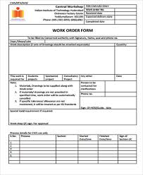 Sample Work Order Form 10 Free Sample Example Format