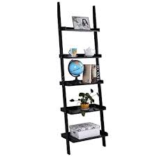 A ladder shelf like this is designed for a clean, open silhouette, enabling you to show off not only your titles but also decor objects and knickknacks. Buy Tangkula Ladder Bookcase 5 Tier Wood Leaning Shelf Wall Plant Shelf Ladder For Home Office Modern Flower Book Display Shelf Storage Rack Stable A Frame Wooden Ladder Shelf Black Online In Kazakhstan B07jn42sqw