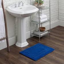 blue cotton machine washable bath mat
