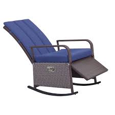 Outsunny Wicker Rocking Chair With Blue