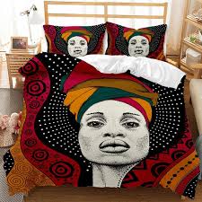 Tribal African Black Woman Bedding Set