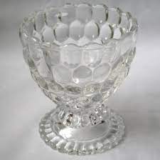 Avon Bubble Clear Glass Footed Candy