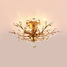 Gold Semi Flush Light With Clear Amber