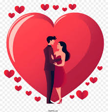 couple in love in front of heart png