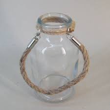 Glass Jam Jar Flower Vase With Rope