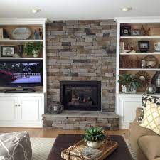 Stacked Stone Look Fireplace On A Budget