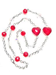handmade red heart crystal necklace