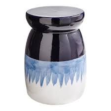 Round Blue Ombre Ceramic Garden Stool