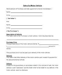 Sample Vehicle Sale Agreement Private Car Contract Template