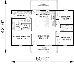 three bedroom country floor plan with