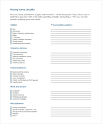 Sample Moving Checklist 8 Documents In Word Pdf