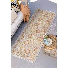 tayse rugs flora orange 2 ft x 8 ft geometric indoor outdoor area rug