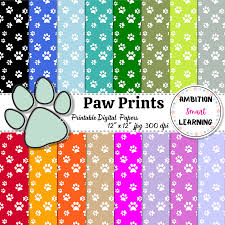 paw print backgrounds digital papers