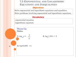 Ppt 7 5 Exponential And Logarithmic