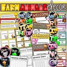Farm Animals Theme Class Decor Bundle Behavior Chart Name Plates Signs