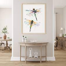 Dragonfly Print Watercolor Insect Wall