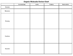 Organic Molecules Review Chart