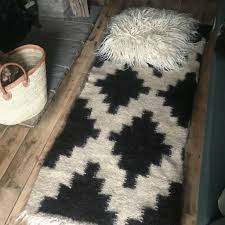 monochrome handmade sheep wool rug eco