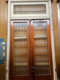 Mahogany Leaded Glass Entry Doors With