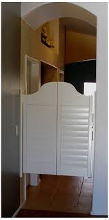 Saloon doors are back in style, from the traditional small doors with gaps at the top and bottom and ornate swoops at each end to rustic wood doors that span the entire door frame. White Shutter Swinging Saloon Doors