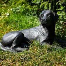 Cast Iron Black Lying Labrador Statue