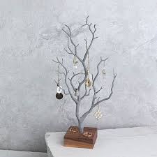 wooden jewelry tree holder box of